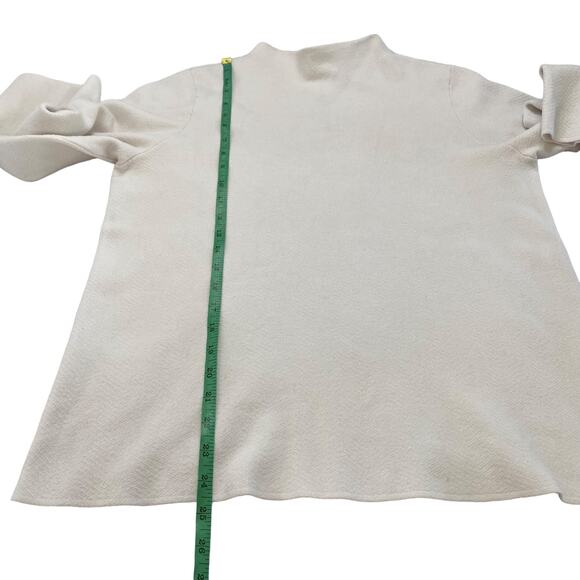 CHICOS Pale Pink Mock Neck Exposed Zipper Chevron Textured Sweater Size Large 2 - Picture 9 of 11